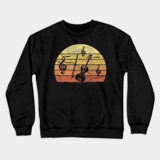 Violin Retro Sun Sunset Music Notes Gift Crewneck Sweatshirt